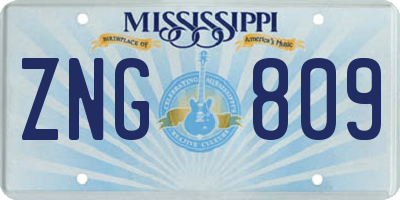 MS license plate ZNG809