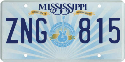 MS license plate ZNG815