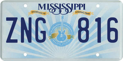 MS license plate ZNG816