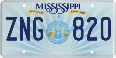 MS license plate ZNG820