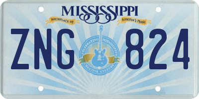 MS license plate ZNG824