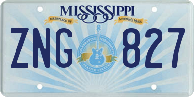 MS license plate ZNG827