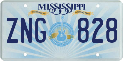 MS license plate ZNG828
