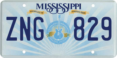 MS license plate ZNG829