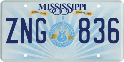 MS license plate ZNG836