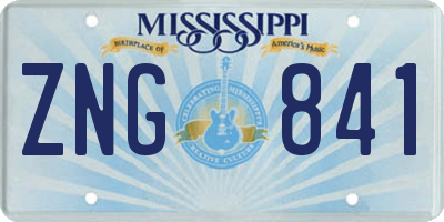 MS license plate ZNG841
