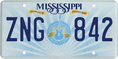 MS license plate ZNG842