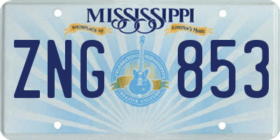 MS license plate ZNG853