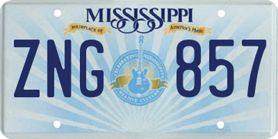 MS license plate ZNG857