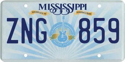 MS license plate ZNG859