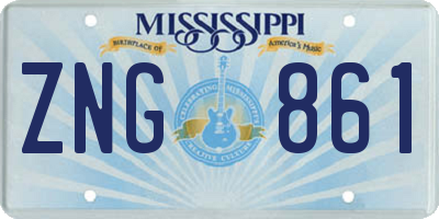 MS license plate ZNG861
