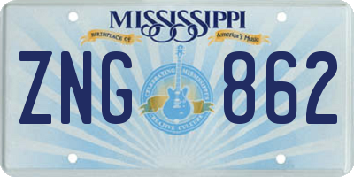 MS license plate ZNG862