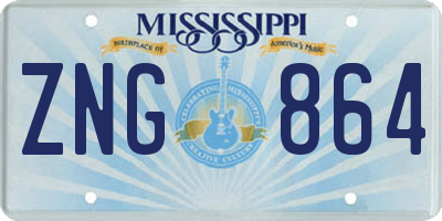 MS license plate ZNG864