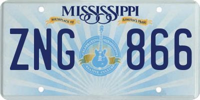 MS license plate ZNG866