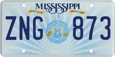 MS license plate ZNG873