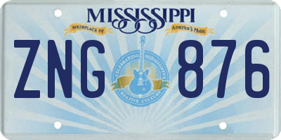 MS license plate ZNG876