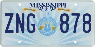MS license plate ZNG878