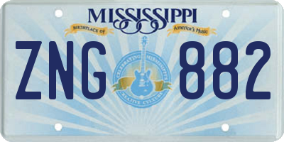 MS license plate ZNG882