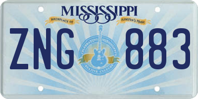 MS license plate ZNG883