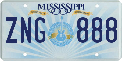 MS license plate ZNG888