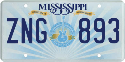 MS license plate ZNG893