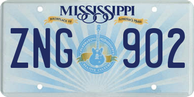 MS license plate ZNG902