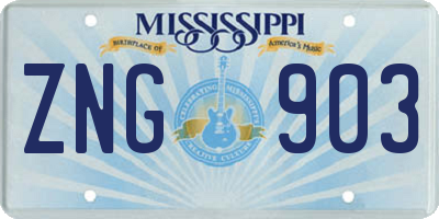 MS license plate ZNG903