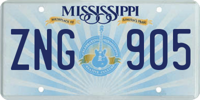 MS license plate ZNG905
