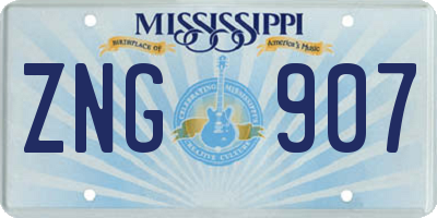MS license plate ZNG907