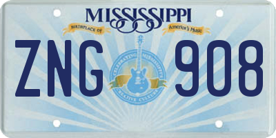 MS license plate ZNG908