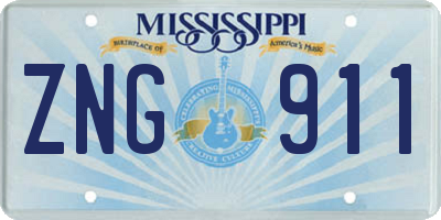 MS license plate ZNG911
