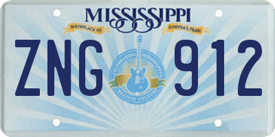 MS license plate ZNG912