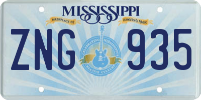 MS license plate ZNG935