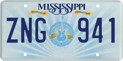 MS license plate ZNG941