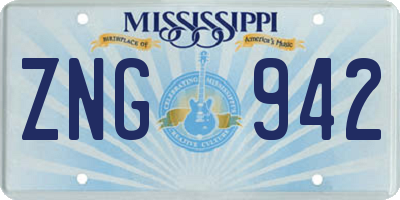 MS license plate ZNG942