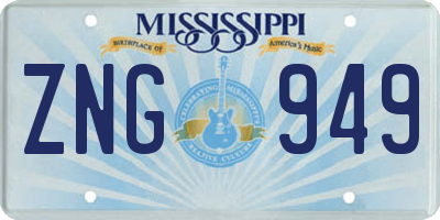 MS license plate ZNG949