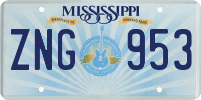 MS license plate ZNG953