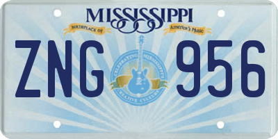 MS license plate ZNG956