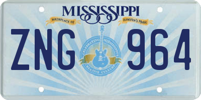 MS license plate ZNG964