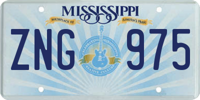 MS license plate ZNG975