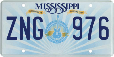MS license plate ZNG976