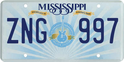 MS license plate ZNG997