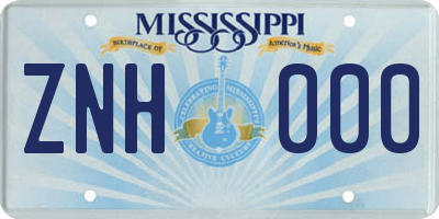 MS license plate ZNH000
