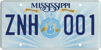 MS license plate ZNH001