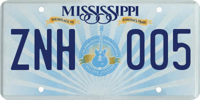 MS license plate ZNH005