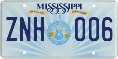 MS license plate ZNH006