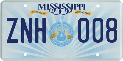 MS license plate ZNH008