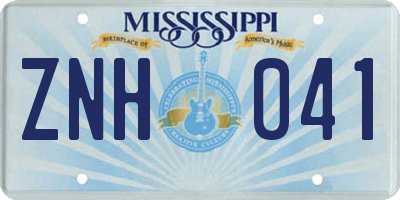 MS license plate ZNH041