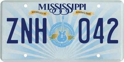 MS license plate ZNH042