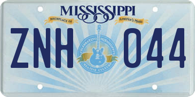 MS license plate ZNH044